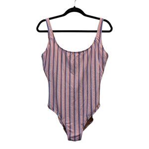 Madewell Second Wave Tank One-Piece Swimsuit in Paseo Stripe Lg Wisteria Dove